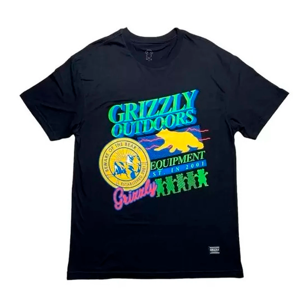 Camiseta Grizzly Neon Trail Preta Masculino