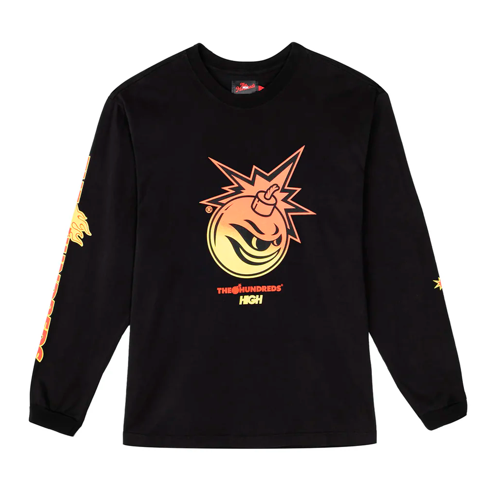 Camiseta High  x The Hundreds Manga Longa Adam Bomb Flames