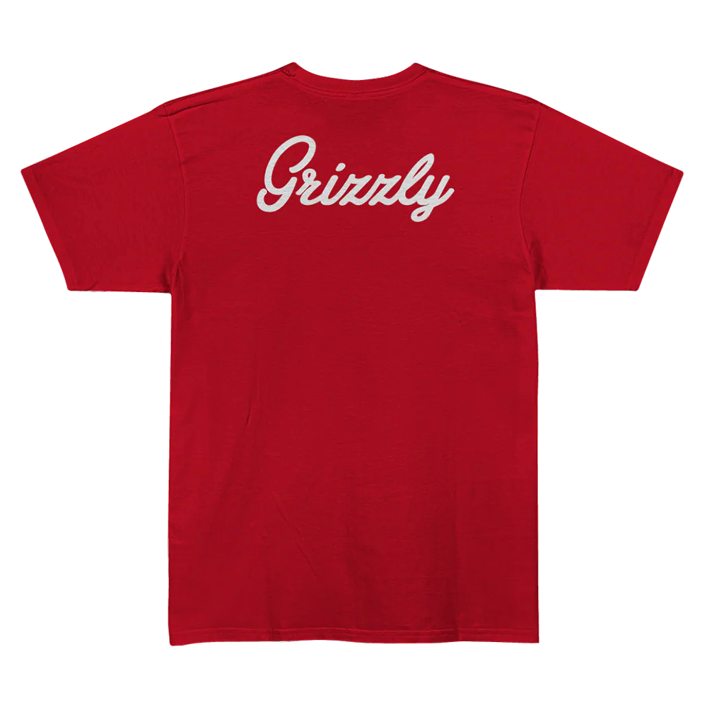 Camiseta Grizzly Back Script Logo Vermelho