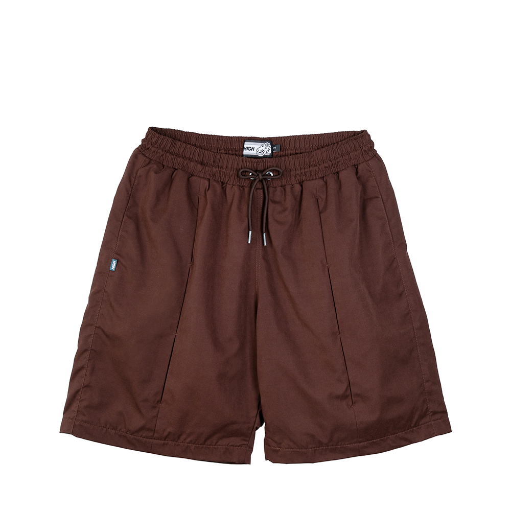 Shorts High Pleated Mesh Marrom