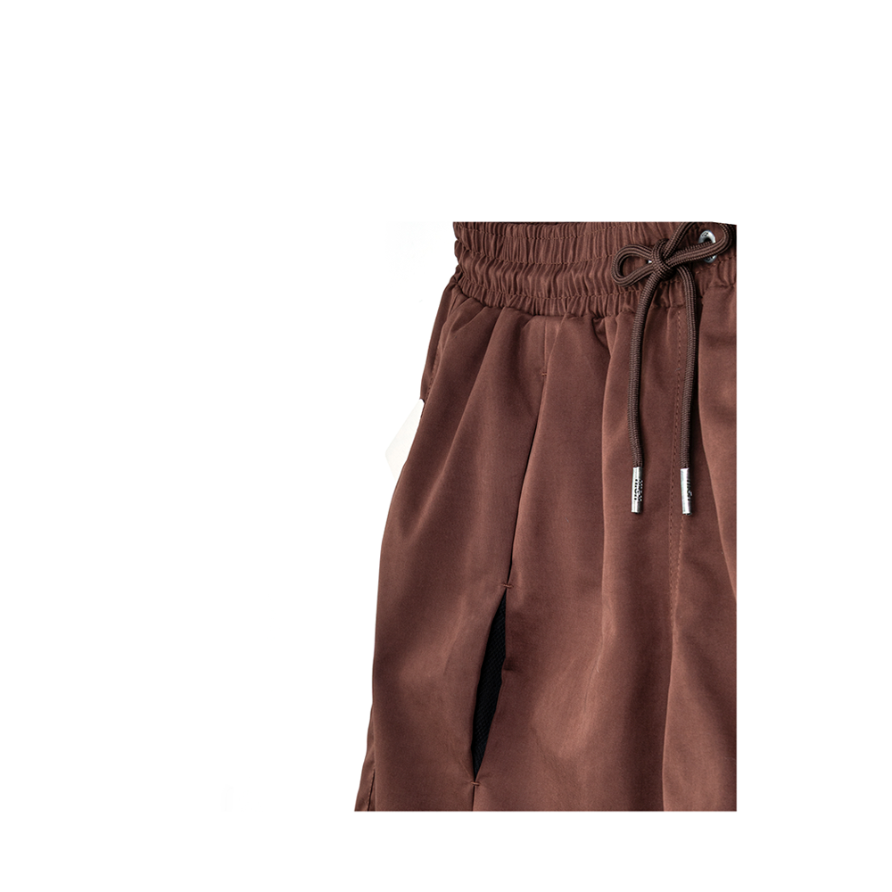 Shorts High Pleated Mesh Marrom