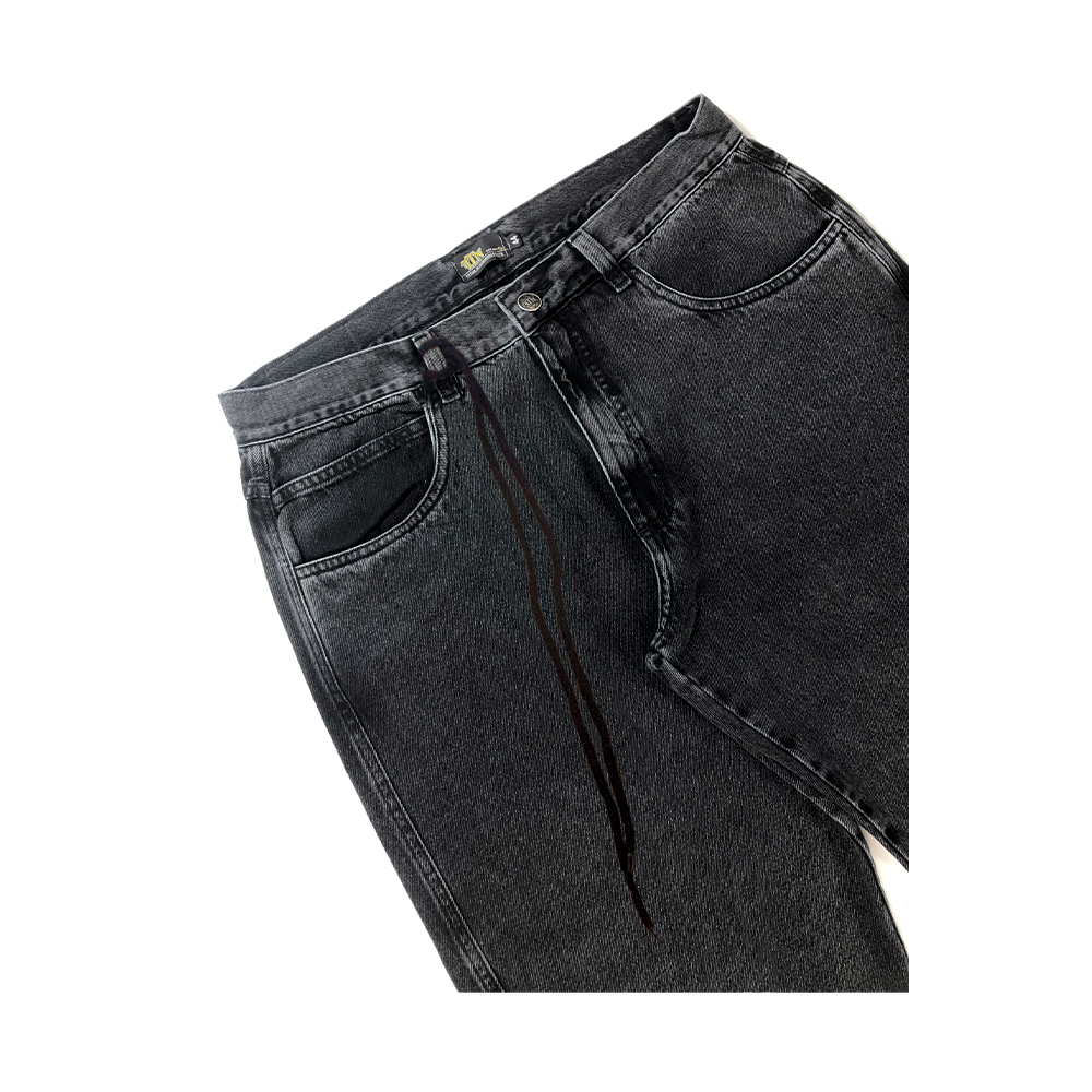 Calça Motha Foton Jeans Balloon Preto Marmorizado