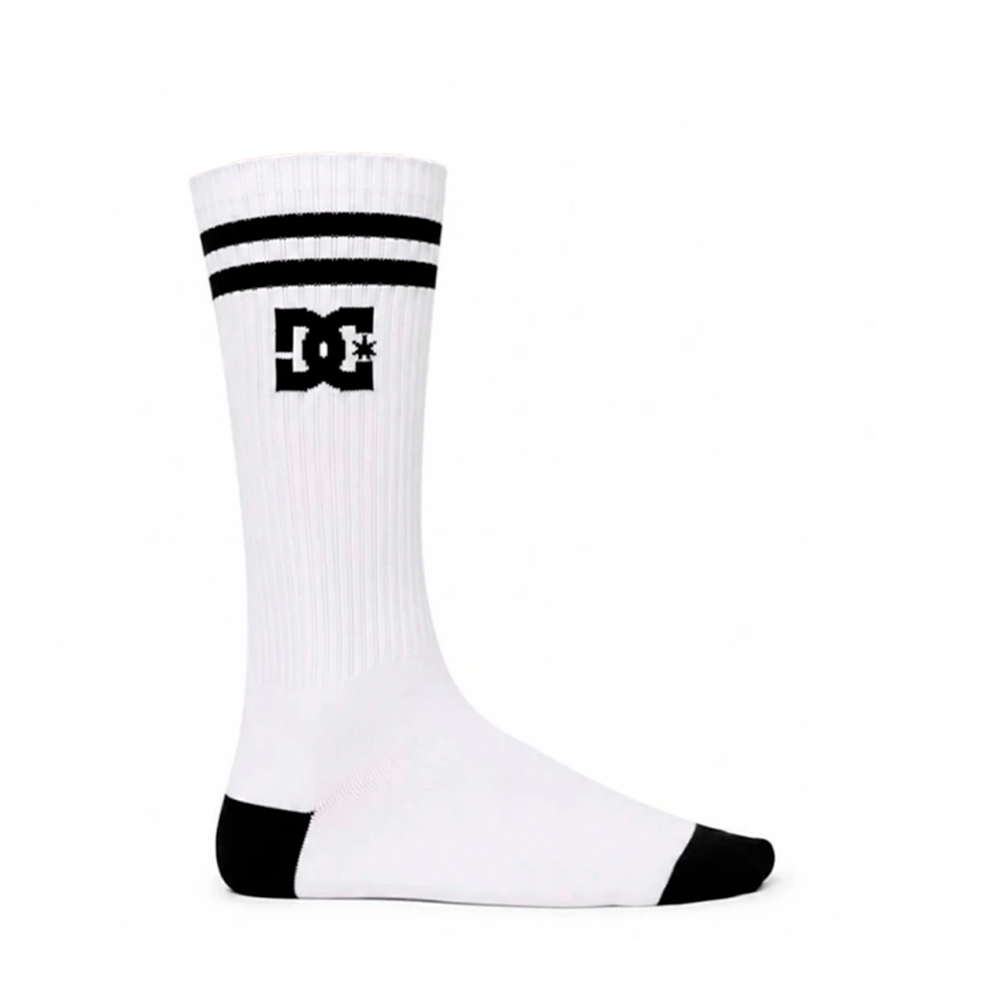 Meia DC Cano Longo Canelada 39 a 42 Branco/Preto