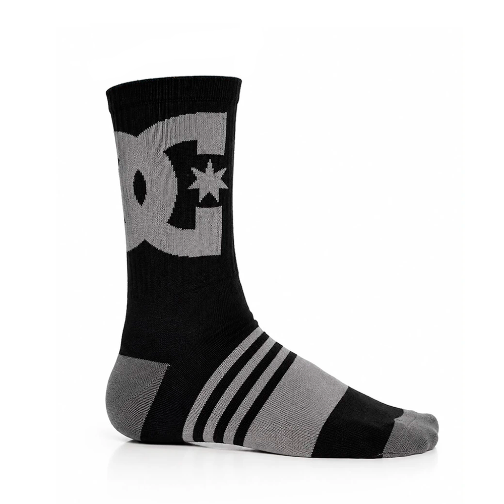 Meia DC Cano Longo Atoalhada Canelada 39 a 42 Preto/Cinza