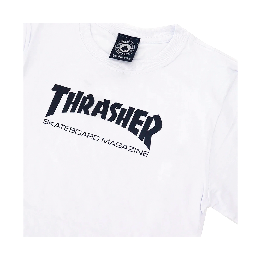 Camiseta Thrasher Juvenil Skate Mag  Branca