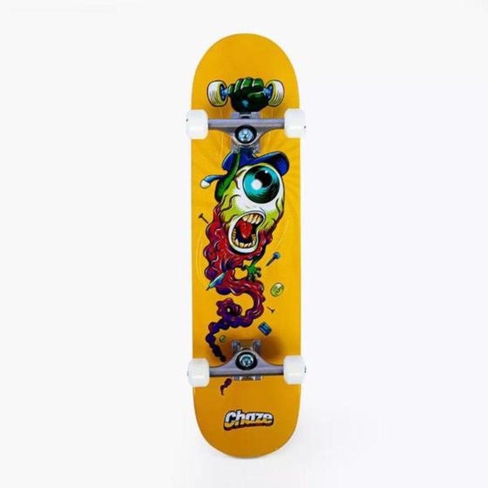 Skate Chaze Montado Iniciante Monster Amarelo