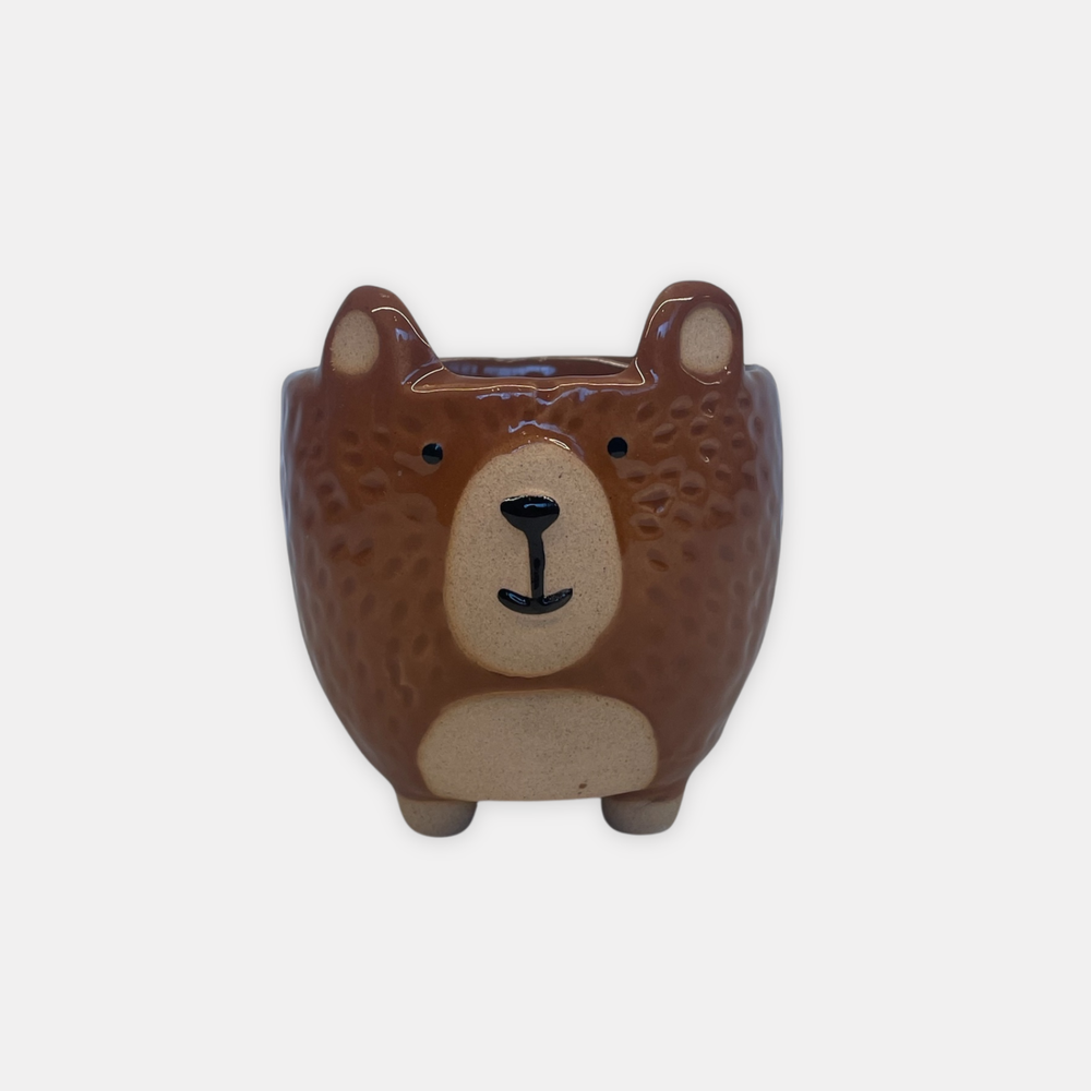 Vaso Cerâmica Urso Marrom - P