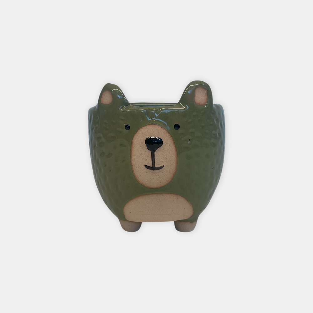 Vaso Cerâmica Urso Verde - P