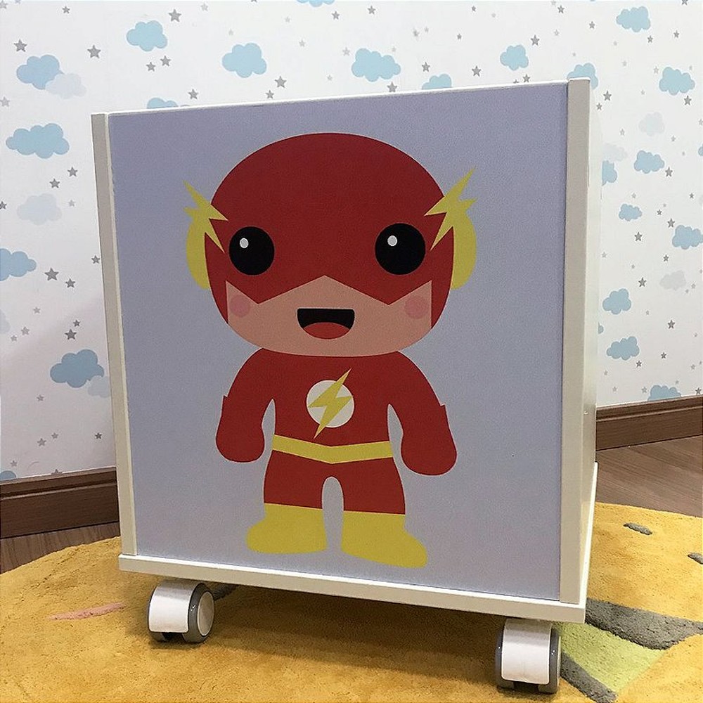 Baú infantil organizador de brinquedos com rodizio e tema Flash - DC