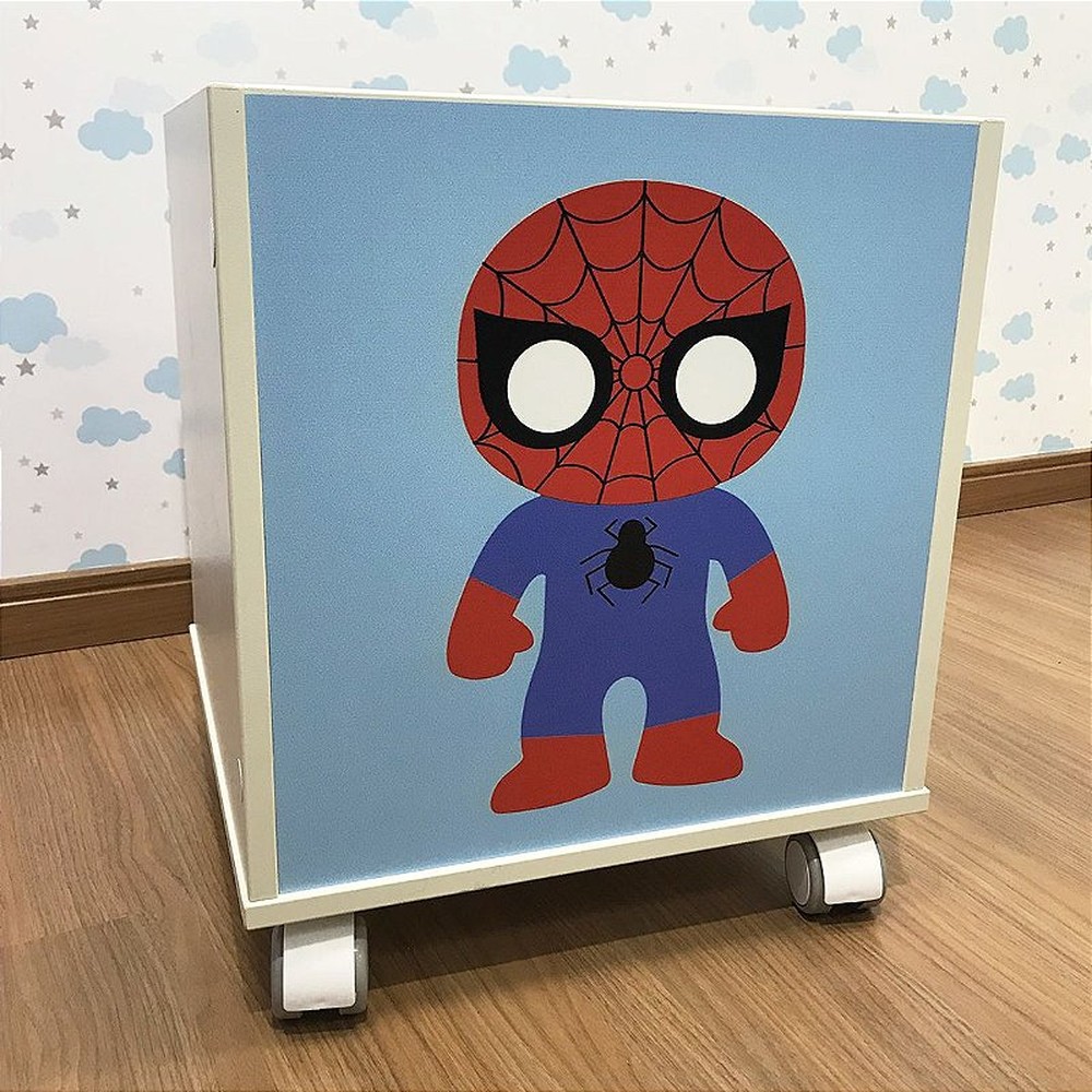 Baú infantil organizador de brinquedos com rodizio homem aranha