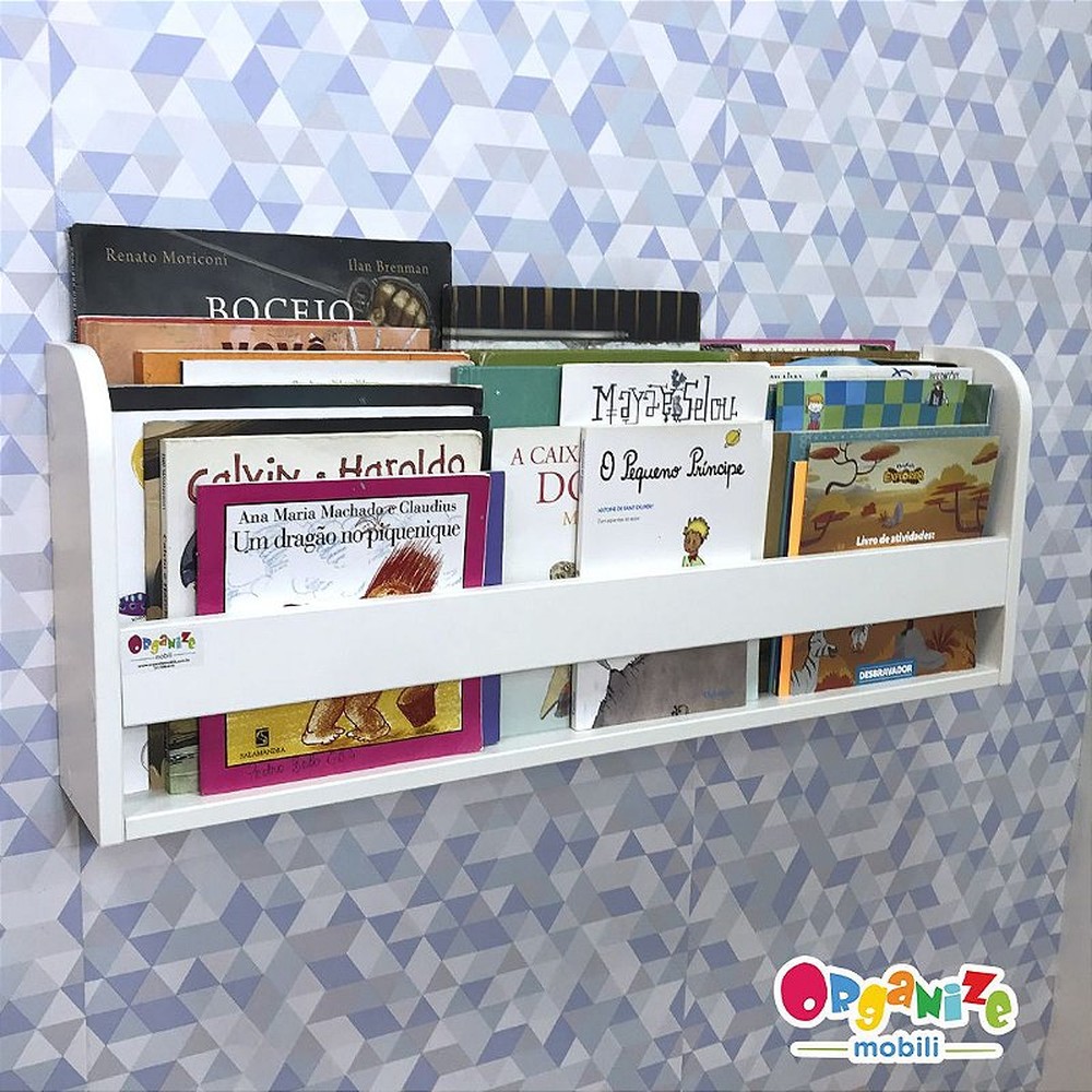 Organizador de livros infantil montessori de parede 80 cm de largura