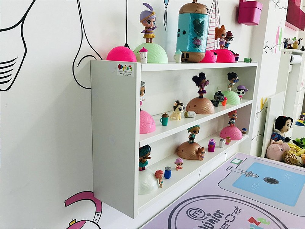 Organizador infantil para brinquedos colecionáveis, nicho infantil, prateleira dupla infantil