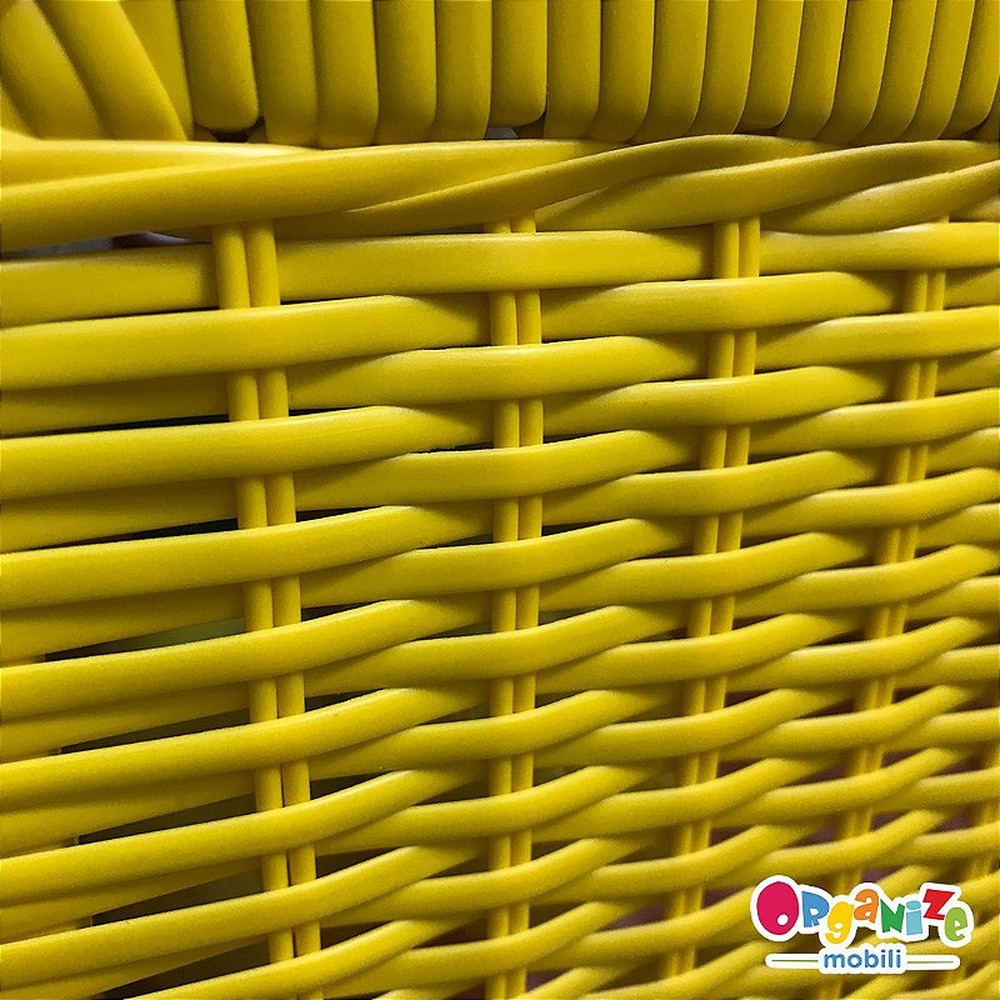 Organizador quadrado infantil em fibra sintética - Cor amarelo  (Vime Sintético)