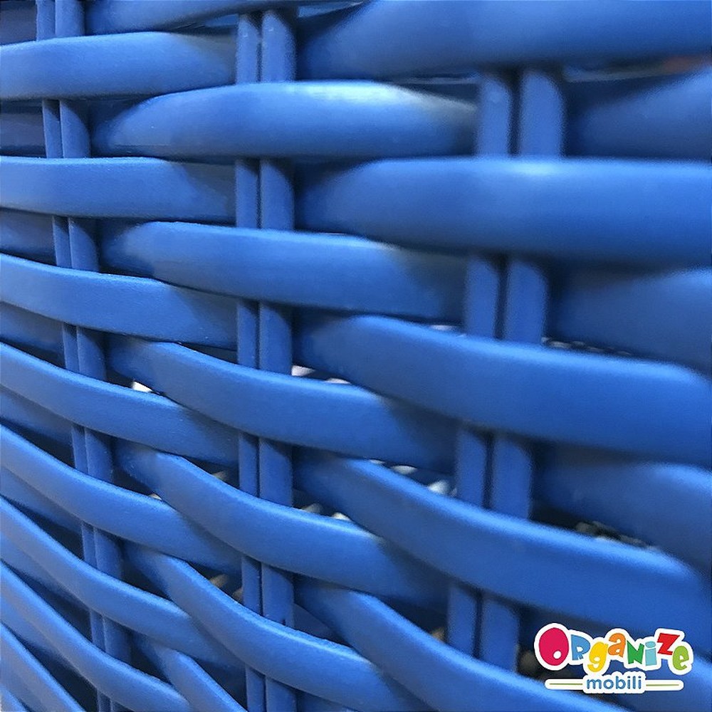 Organizador quadrado infantil em fibra sintética - Cor azul marinho  (Vime Sintético)