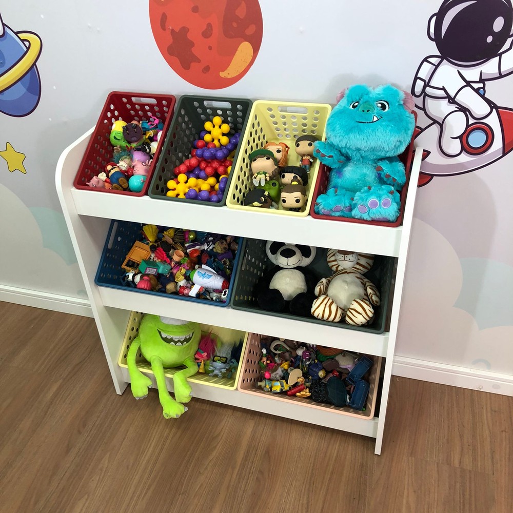 Organizador de Brinquedos  com caixas -tema trolls- 4 caixas pequenas e 4 caixas grandes