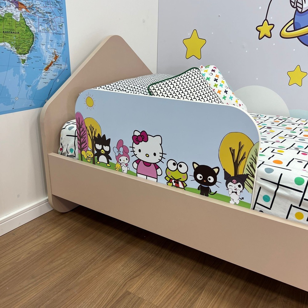 Protetor de cama infantil lateral branco tema hello kitty