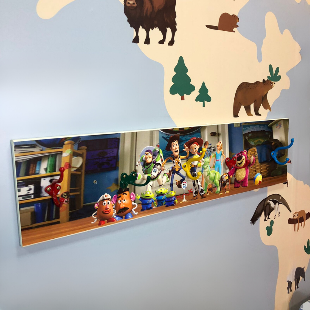 Organizador infantil de parede com 5 ganchos com tema Toy Story