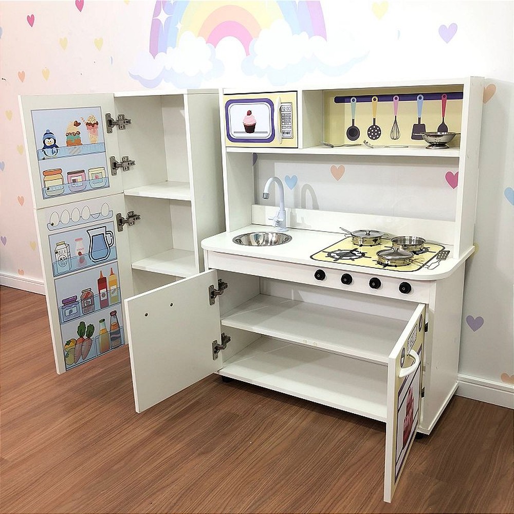 Kit - Mini cozinha infantil + geladeira infantil Bela