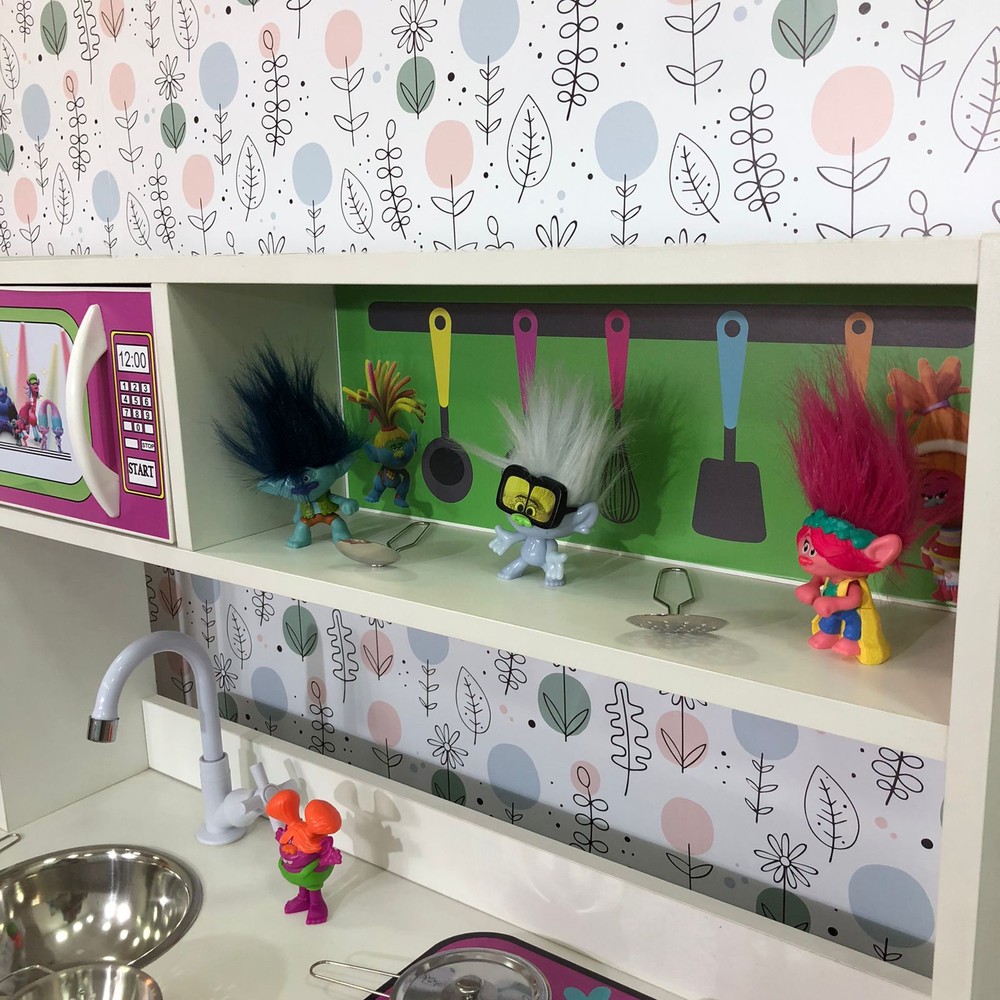 Kit - Mini cozinha infantil + geladeira infantil Trolls