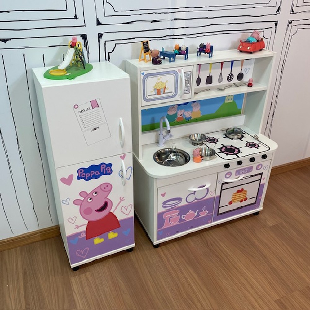 Kit cozinha infantil com geladeira porquinha