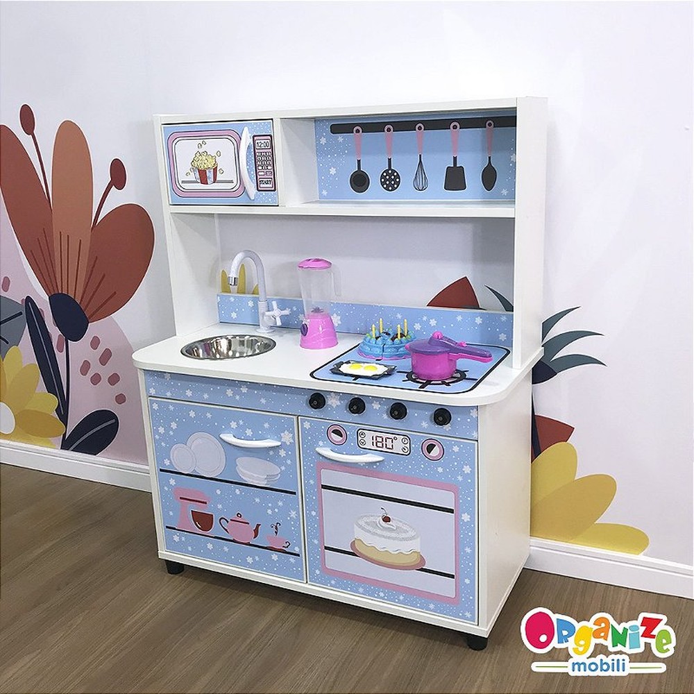 Mini cozinha infantil + geladeira infantil tema frozen