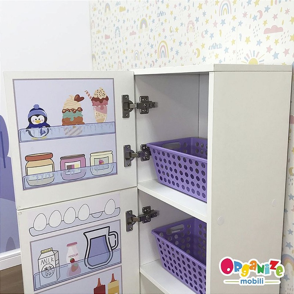 Mini cozinha infantil + geladeira infantil + máquina de lavar - Cor rosa