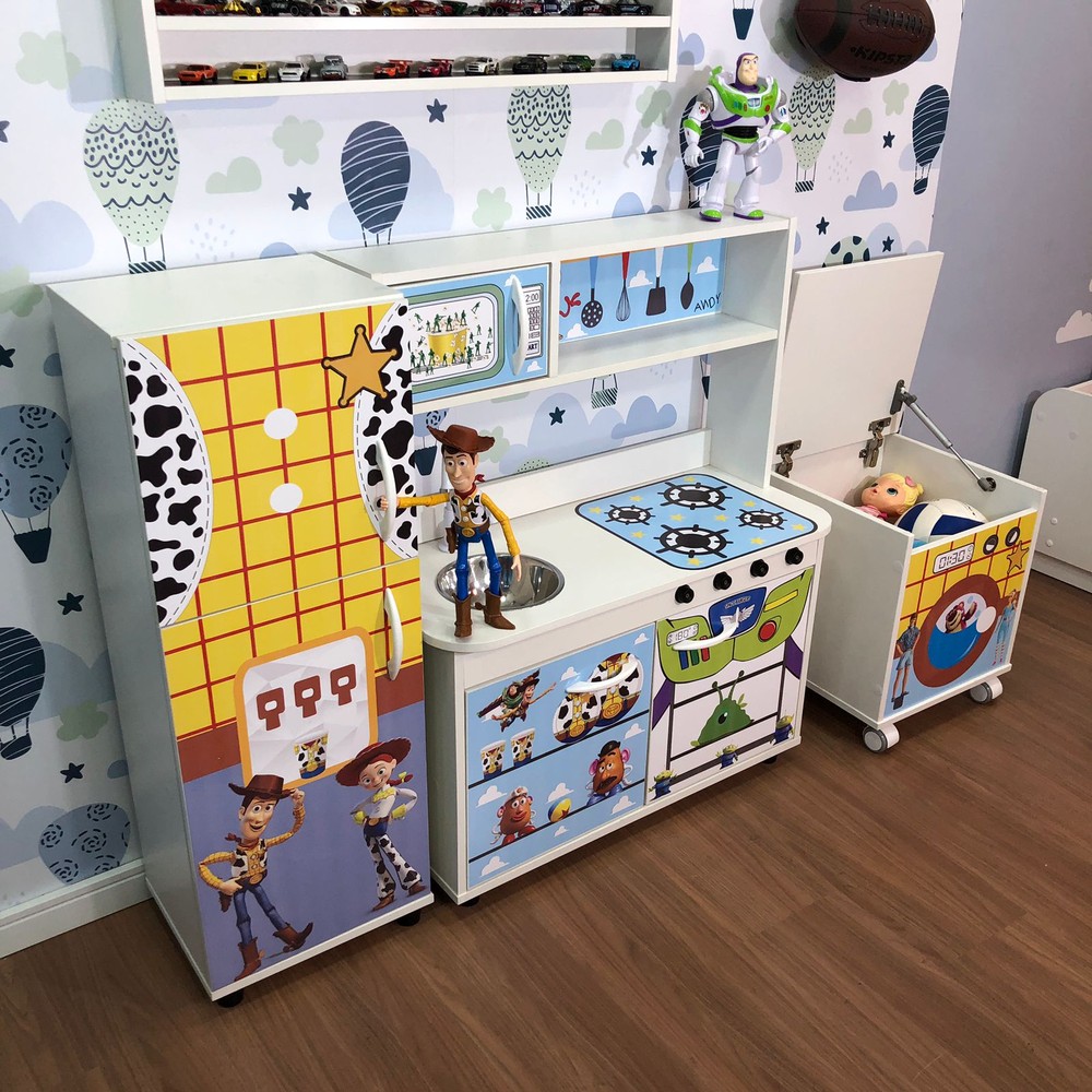 Mini cozinha infantil + geladeira infantil + máquina de lavar -Toy Story