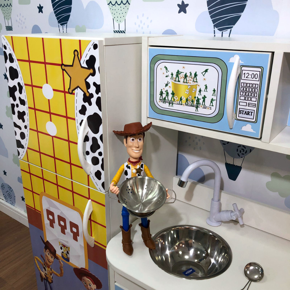 Mini cozinha infantil + geladeira infantil + máquina de lavar -Toy Story
