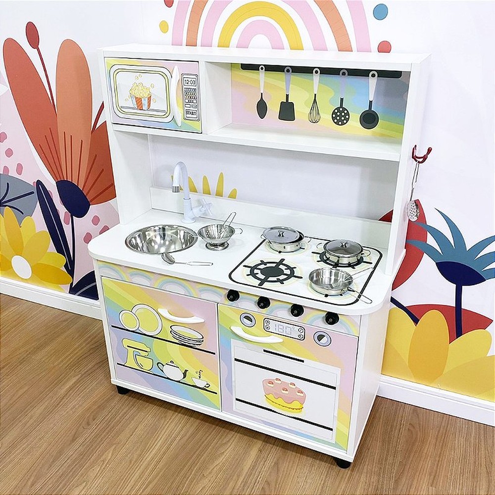 Mini cozinha infantil arco-íris