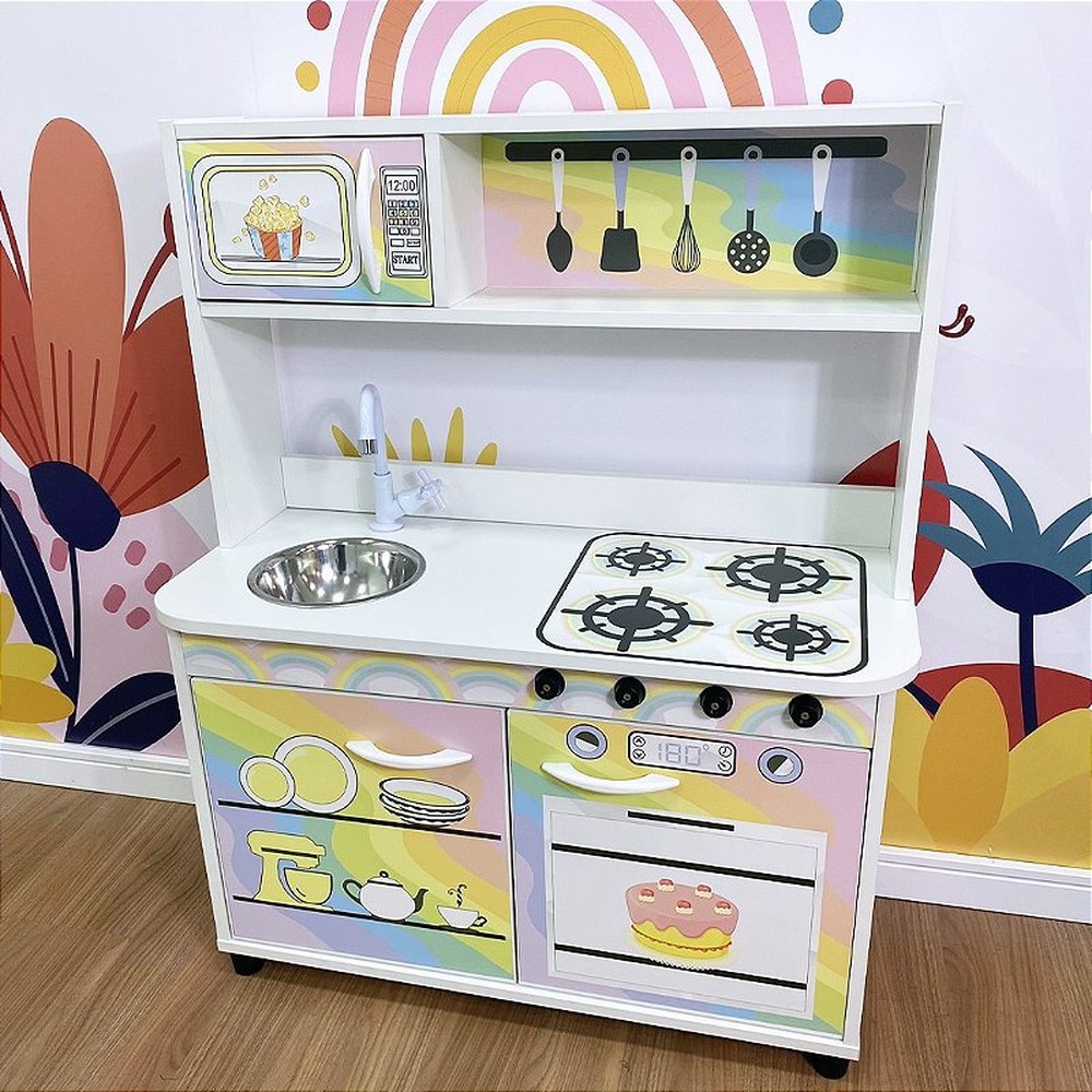 Mini cozinha infantil arco-íris
