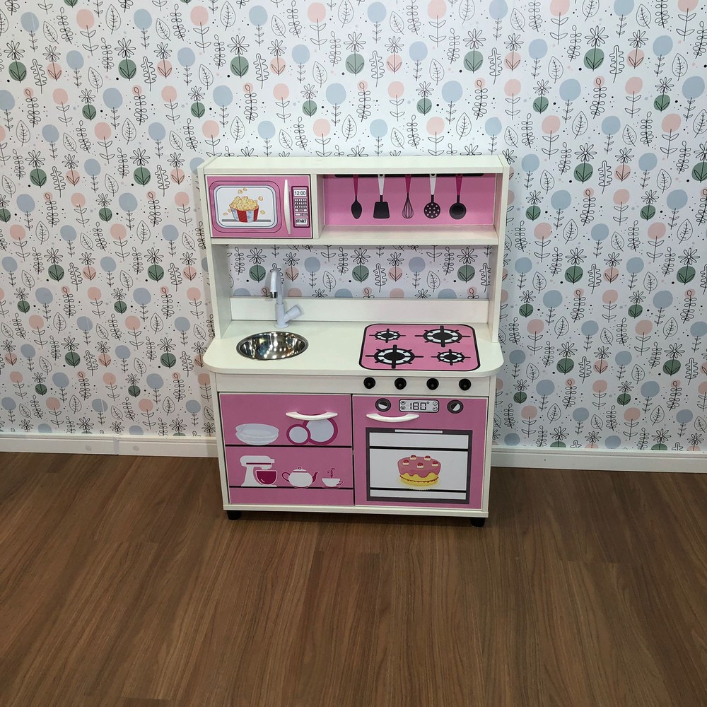 Mini cozinha infantil rosa