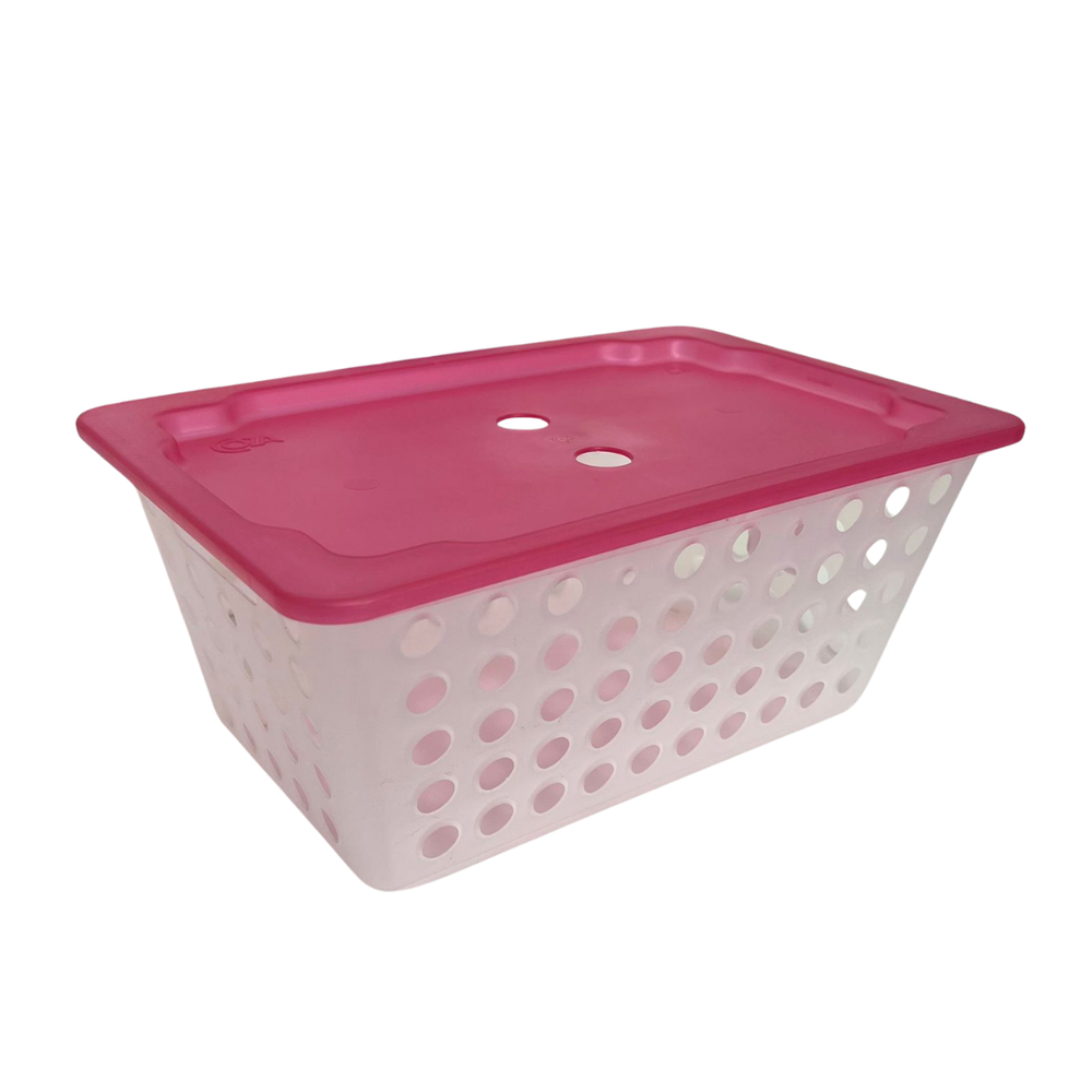 caixa transparente com tampa rosa one grande