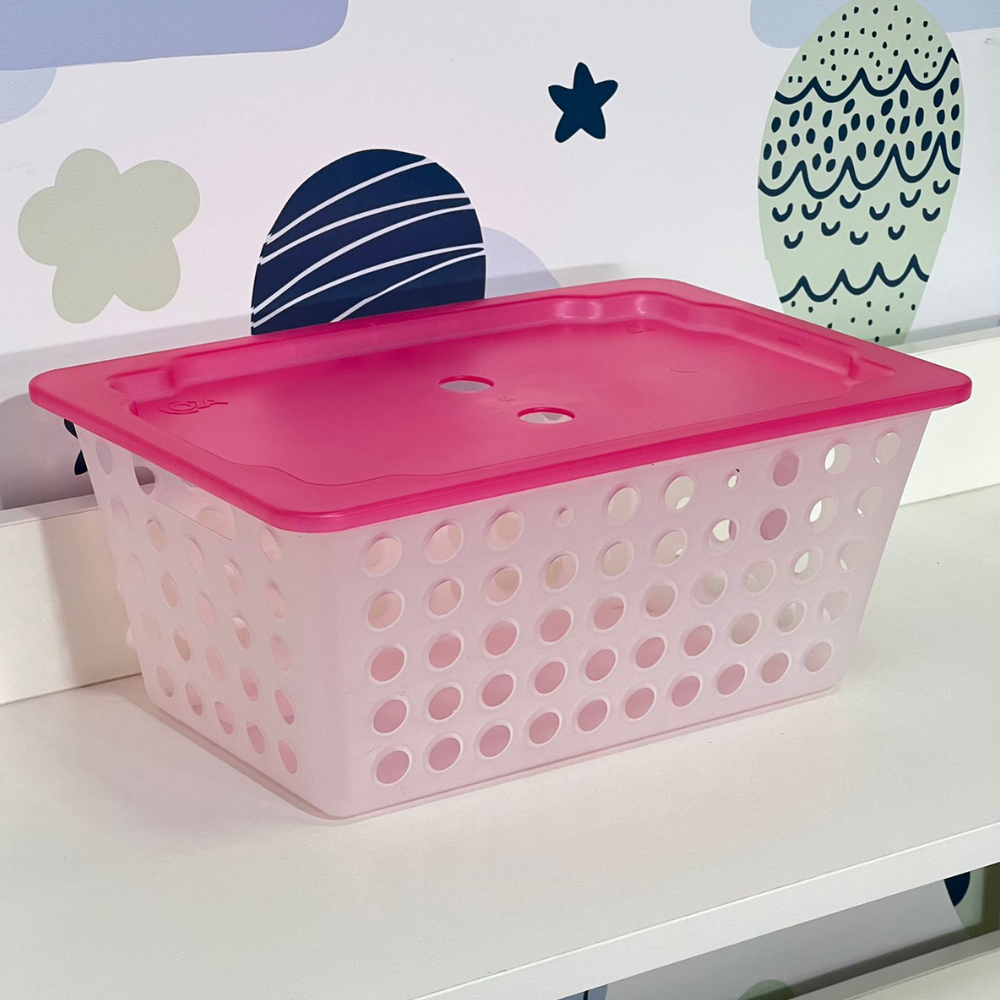 caixa transparente com tampa rosa one grande