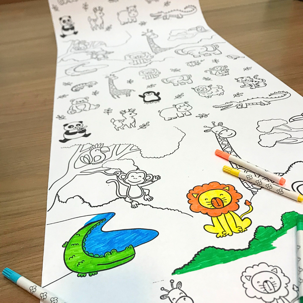 Bobina de papel para colorir - animais selva (somente rolo de papel)