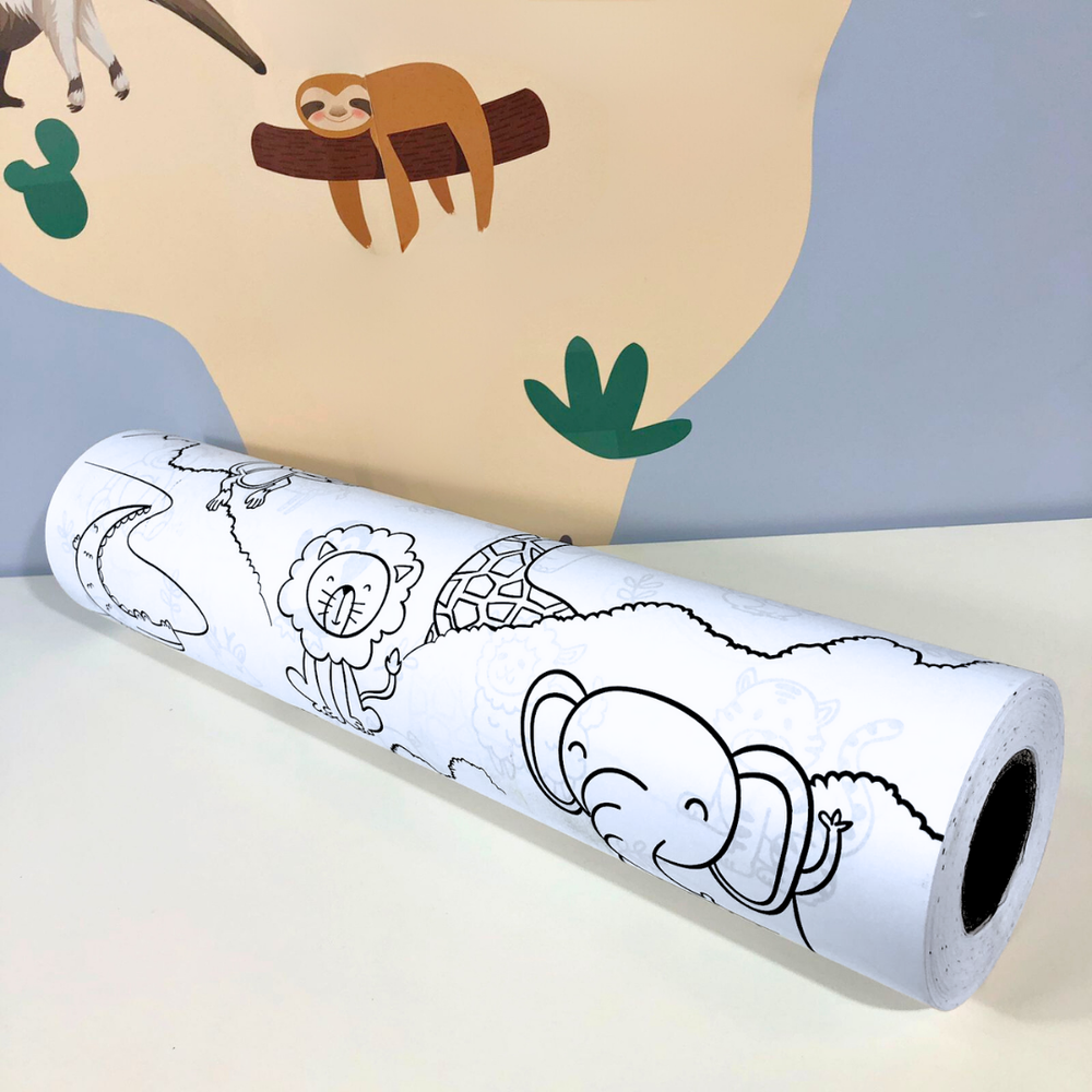 Bobina de papel para colorir - animais selva (somente rolo de papel)