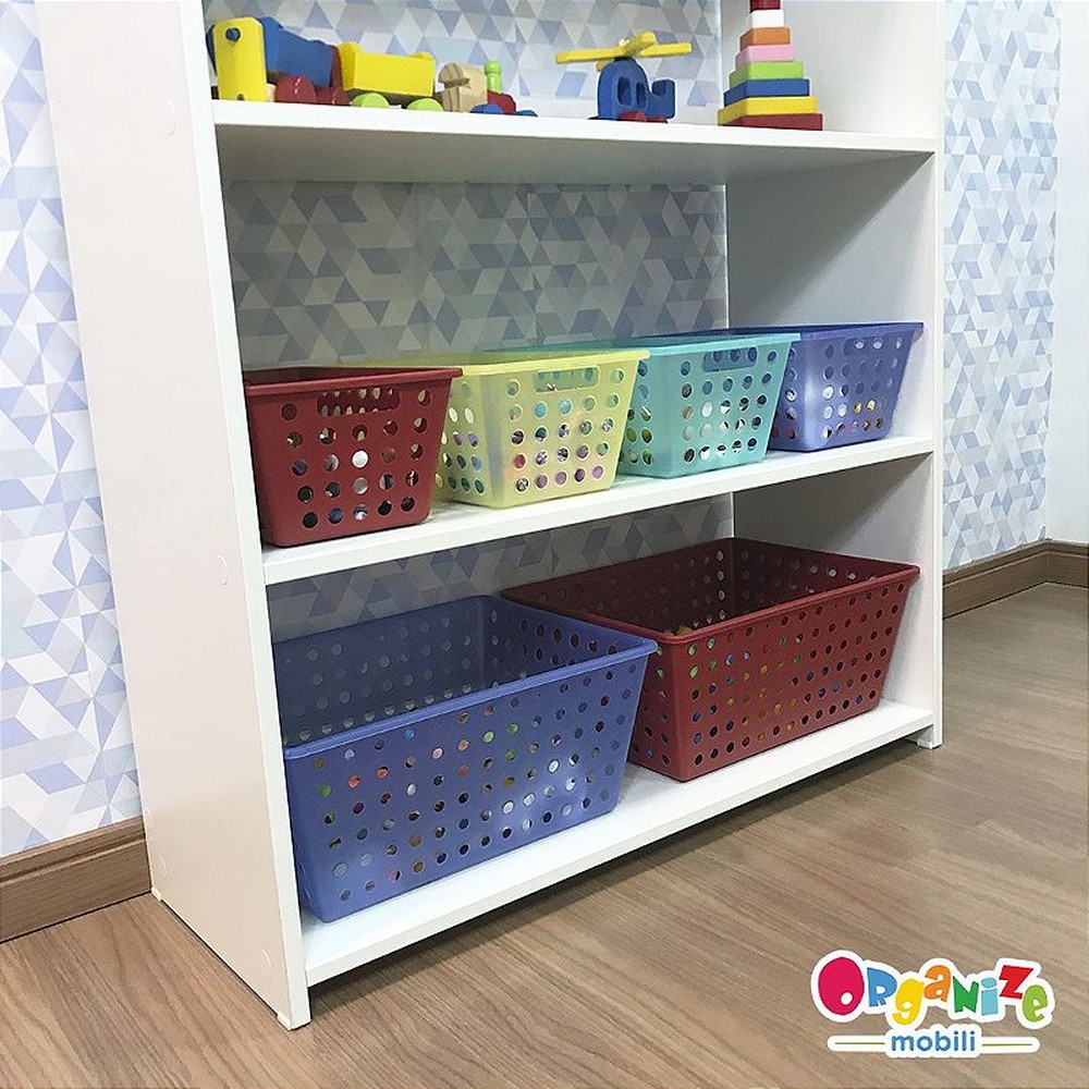 Organizador infantil de brinquedos com 4 prateleiras - acompanha 4 caixas one grande e 2 caixas one maxi