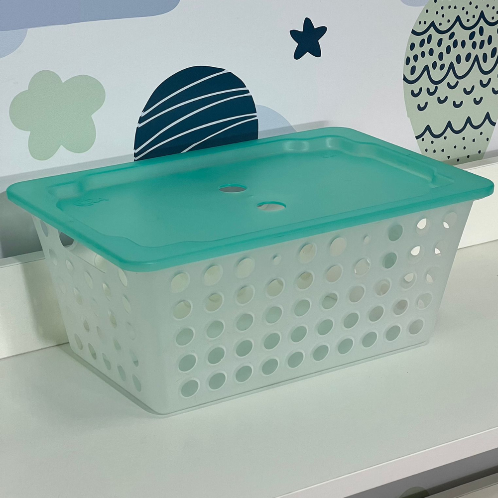 caixa transparente com tampa verde one grande