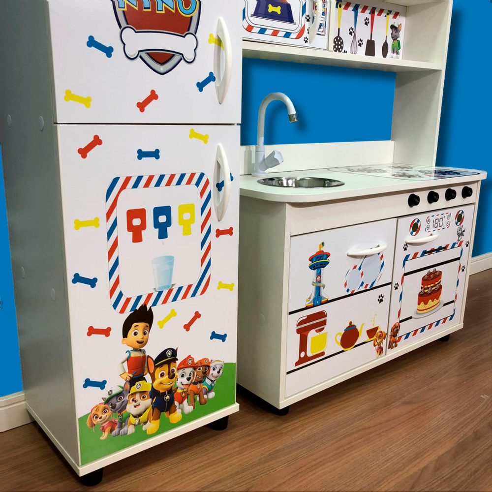 Kit - Mini cozinha + geladeira infantil Patrulha canina