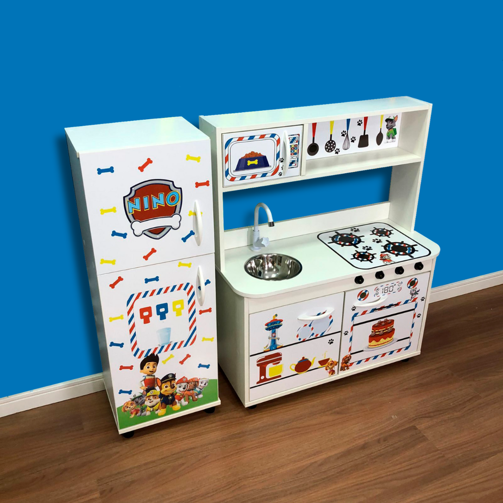 Kit - Mini cozinha + geladeira infantil Patrulha canina