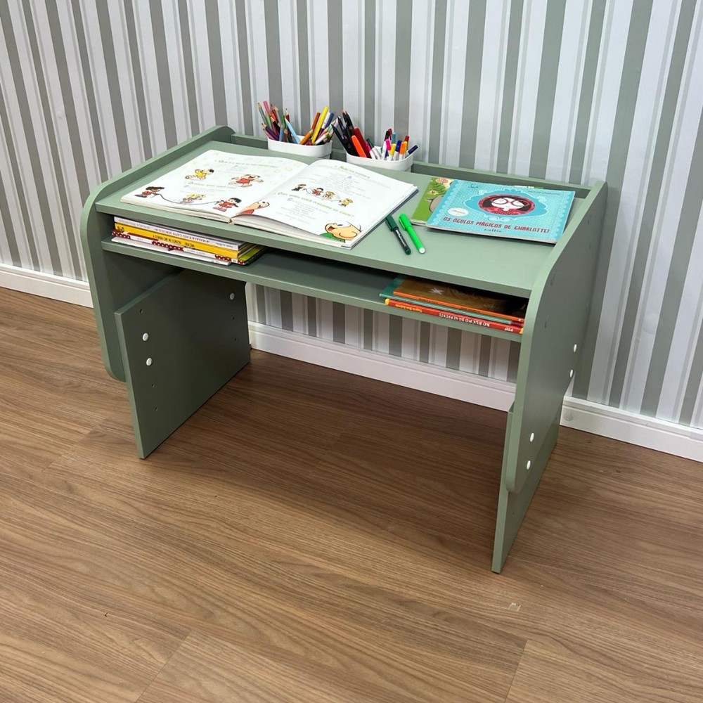 Kit mesa grande mais cadeira - regulagem de altura - cor verde