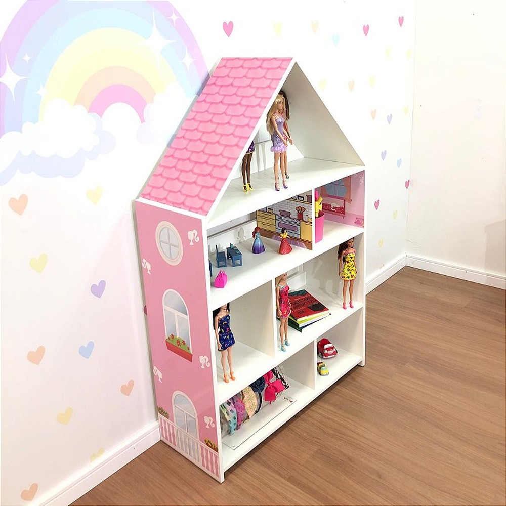 Casinha estante para brinquedos e livros -boneca