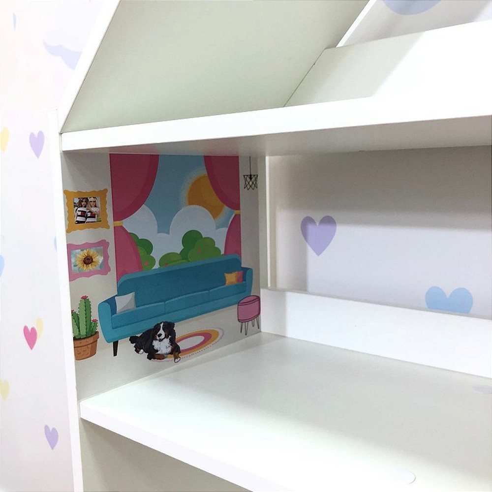 Casinha estante para brinquedos e livros -boneca
