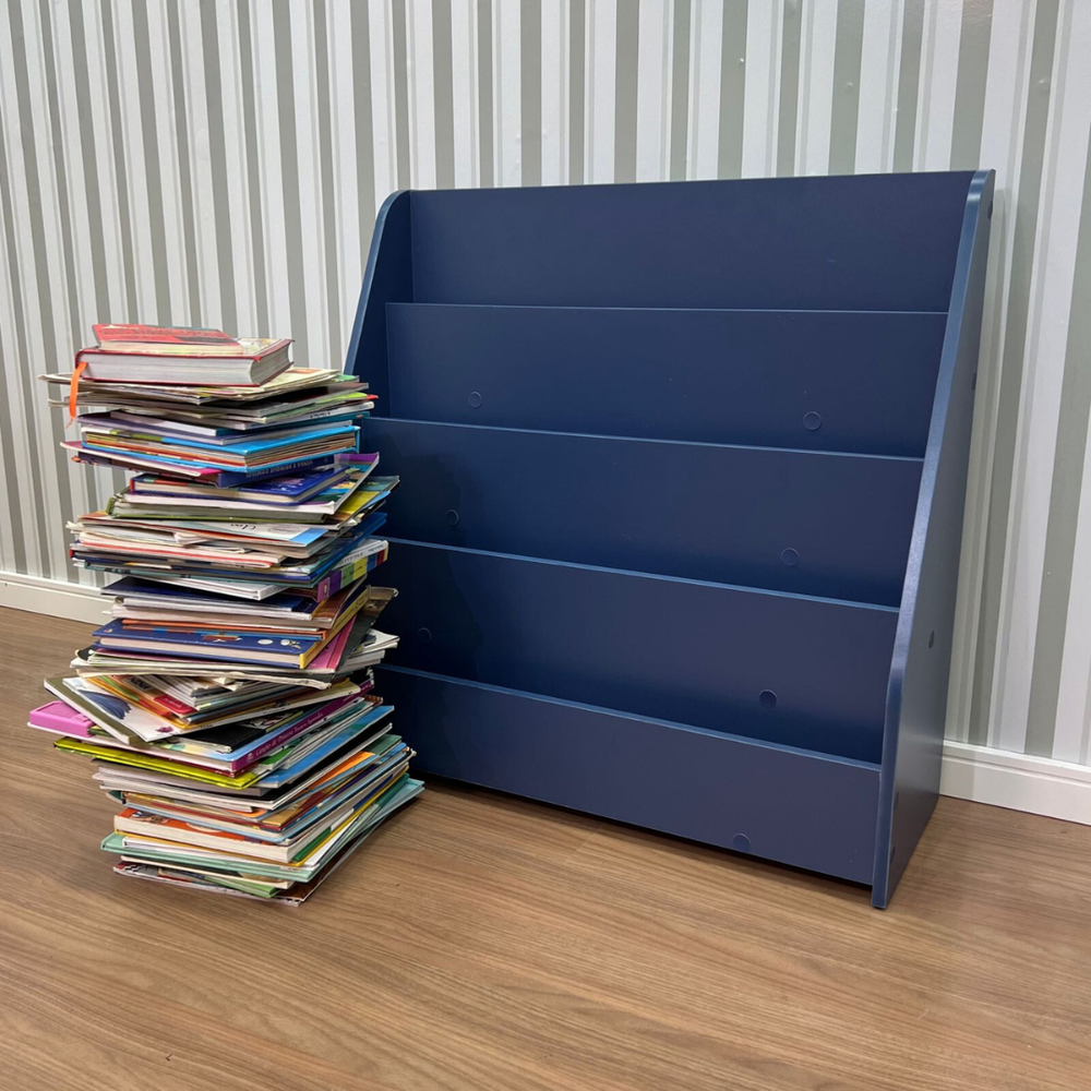 Organizador de livros infantil grande de chão azul
