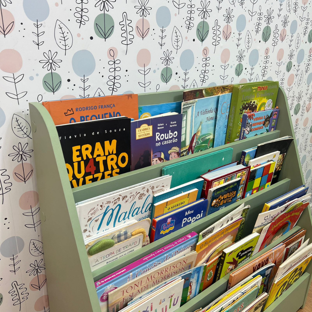 Organizador de livros infantil grande de chão cor verde