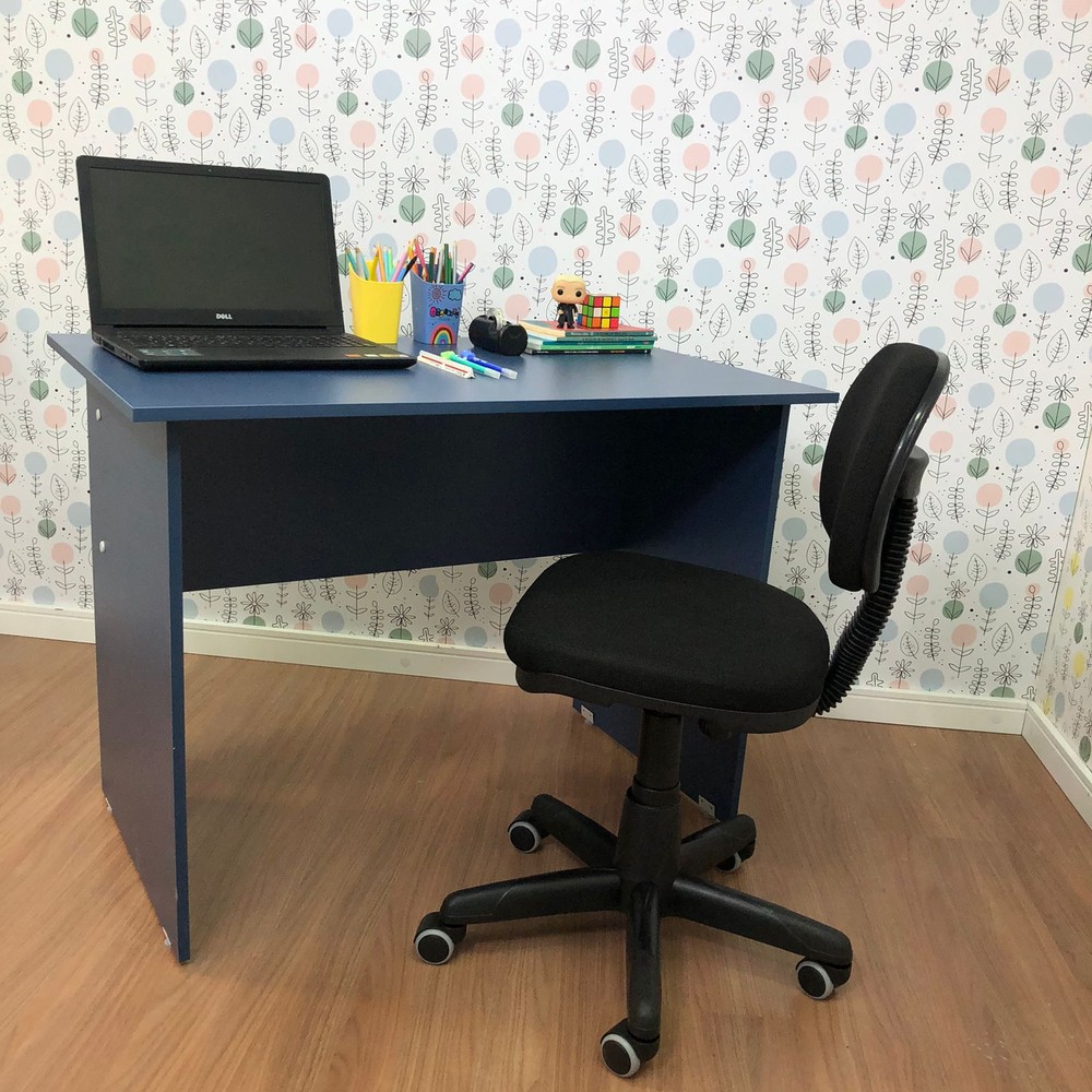 Mesa de estudo- Escrivaninha- Azul com cadeira giratória 