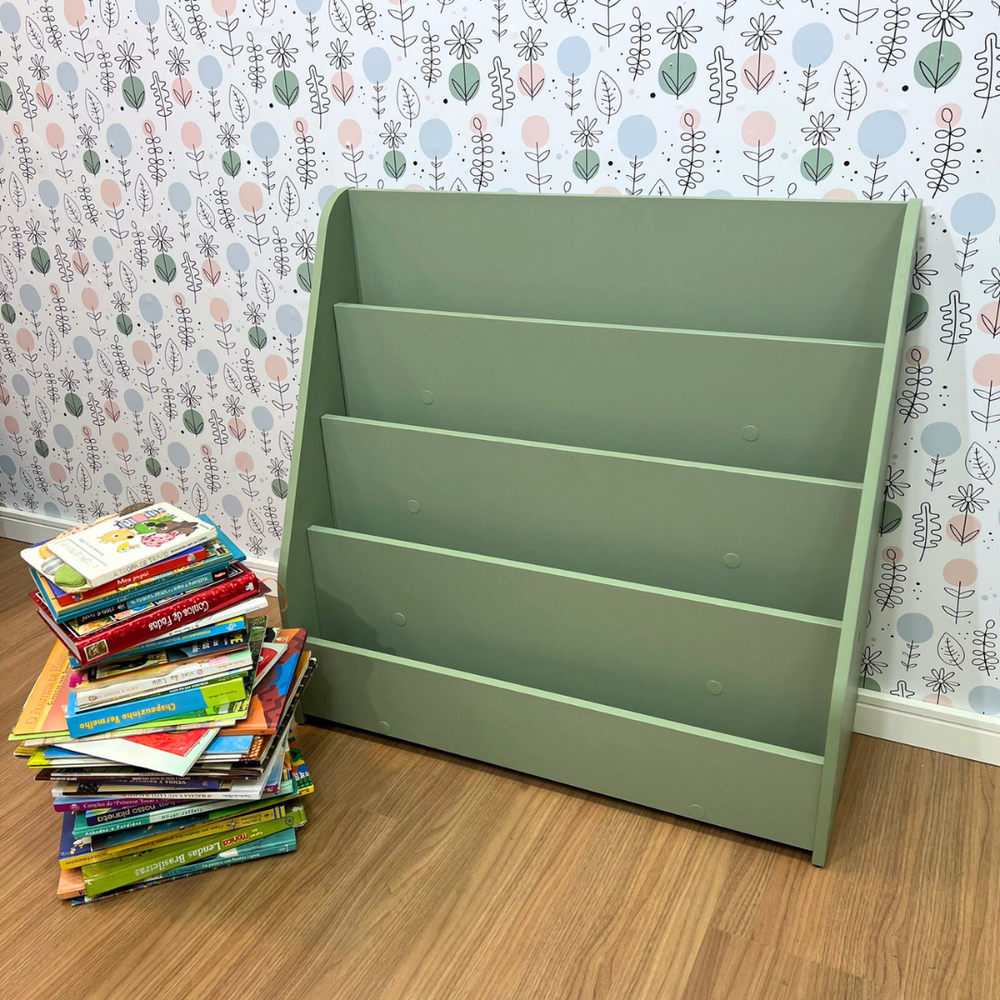 Organizador de livros infantil grande de chão cor verde