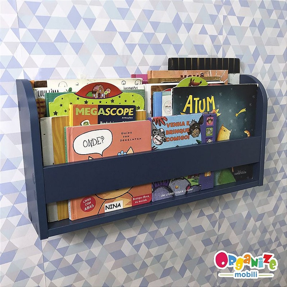 Organizador de livros azul infantil 60 cm largura