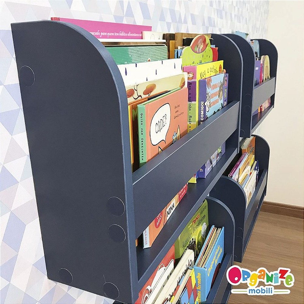 Organizador de livros azul infantil 60 cm largura