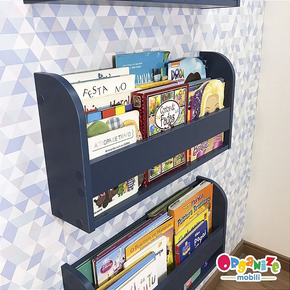 kit com 3 (três) organizador de livros infantil 60 cm largura