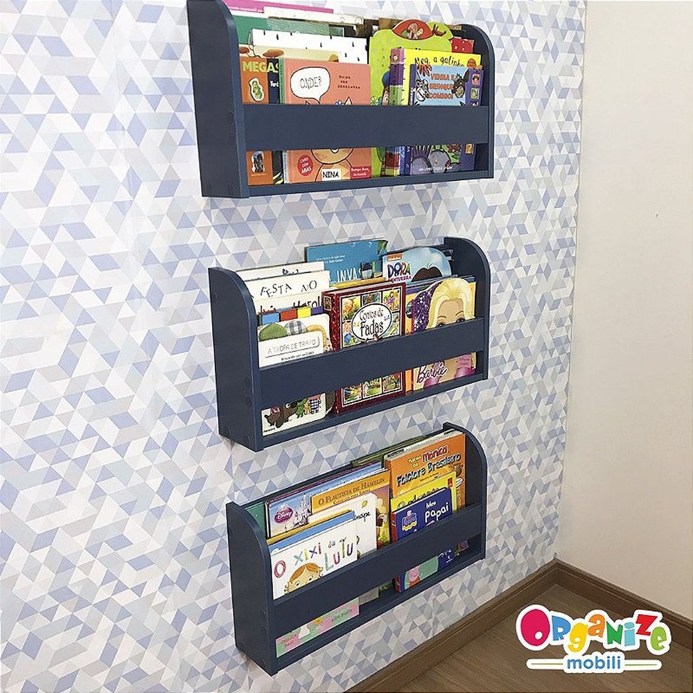 kit com 3 (três) organizador de livros infantil 60 cm largura